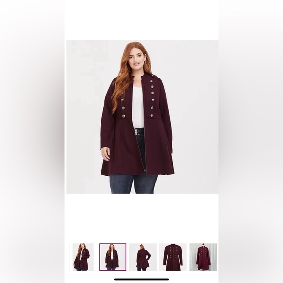 Torrid Burgundy Military Jacket - size 3 - Picture 2 of 13